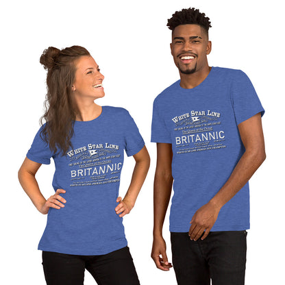 BRITANNIC - White Star Line Unisex t-shirt,Britannic T-shirt,Comancha t-shirts,