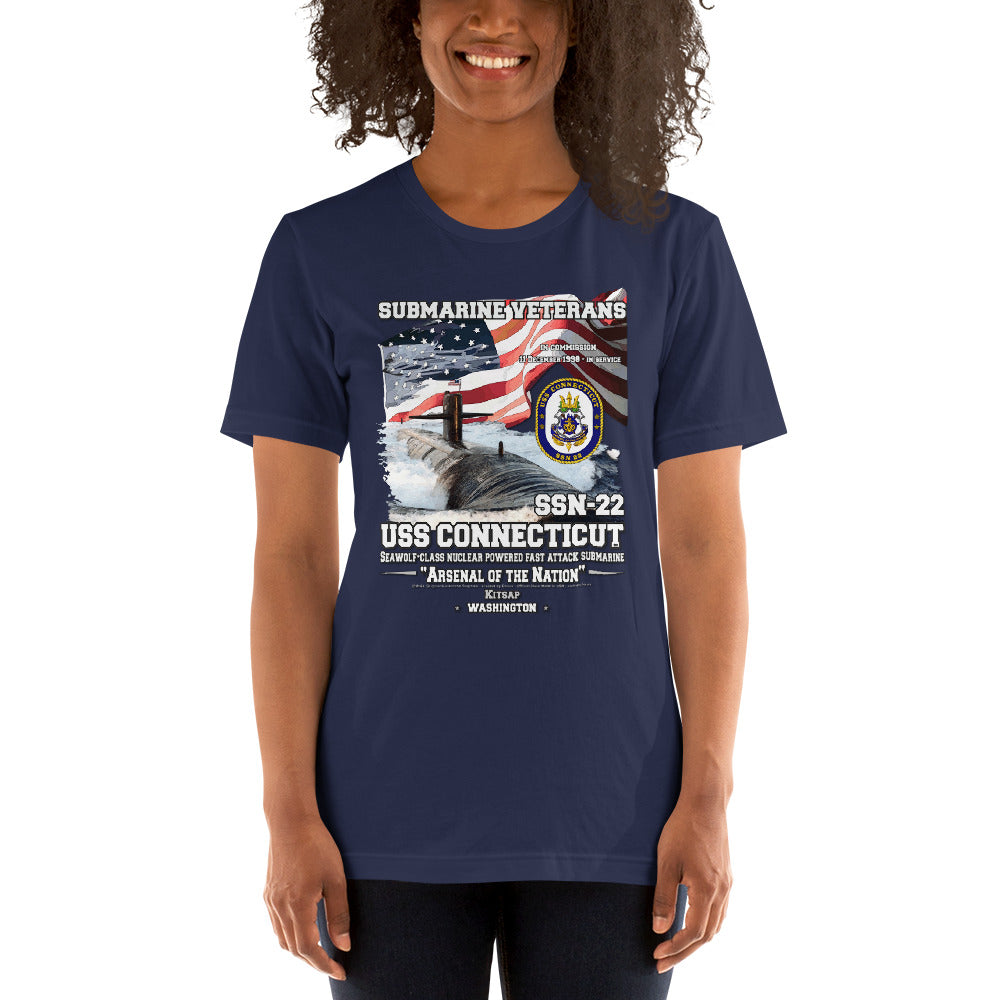 USS CONNECTICUT T-shirt,USS CONNECTICUT T-shirt,USS SSN-22 Submarine Veterans T-Shirt, Comancha T-shirt,