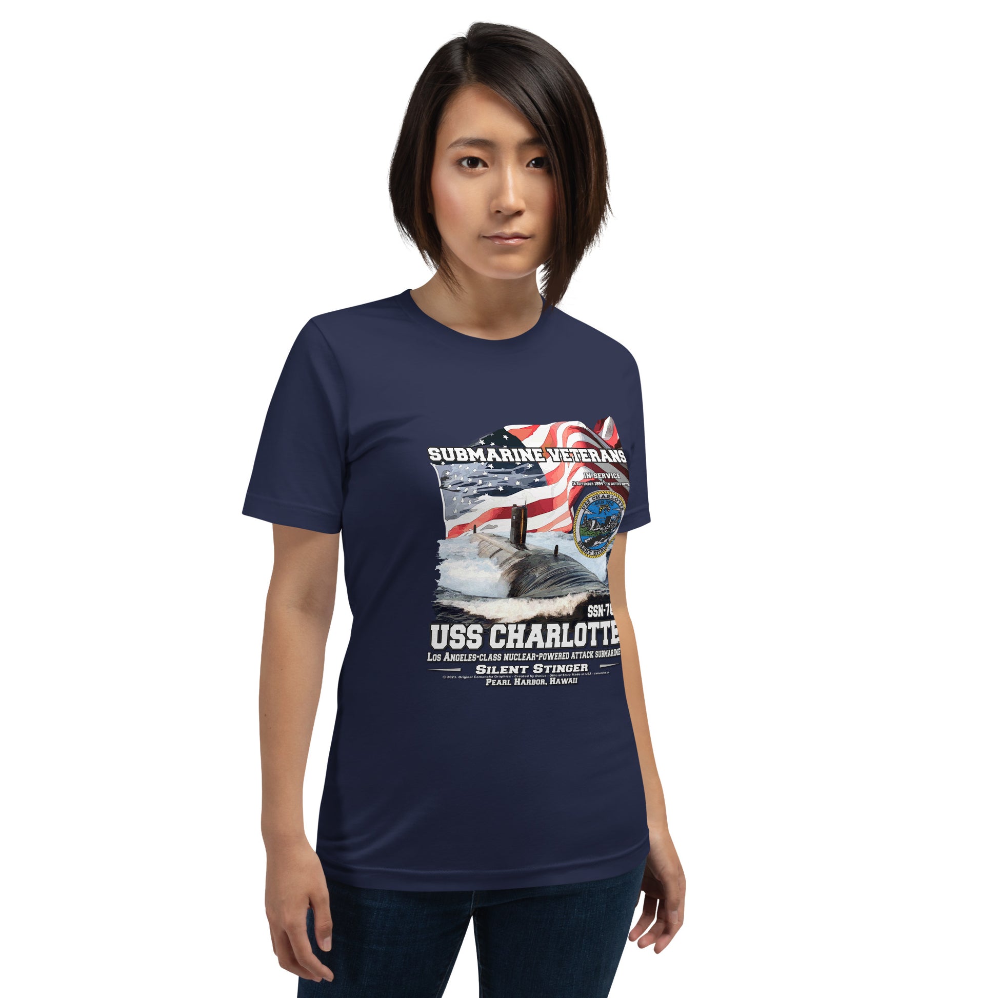 USS CHARLOTTE tee,USS CHARLOTTE SSN-766 tee, US Submarine Veterans T-shirts, Comancha T-shirts,