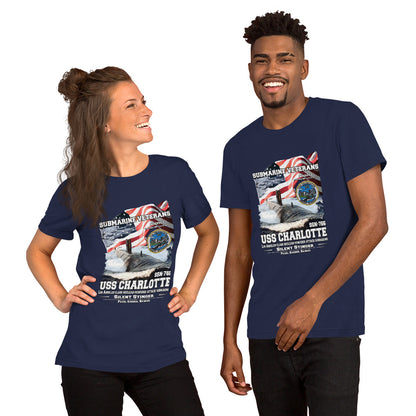 USS CHARLOTTE tee,USS CHARLOTTE SSN-766 tee, US Submarine Veterans T-shirts, Comancha T-shirts,