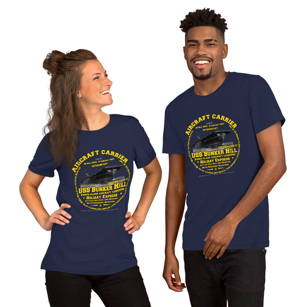 USS BUNKER HILL t-shirt,USS BUNKER HILL CV-17 t-shirt,Aircraft Carrier Veterans Unisex t-shirt, Comancha Navy Veterans T-shirts,