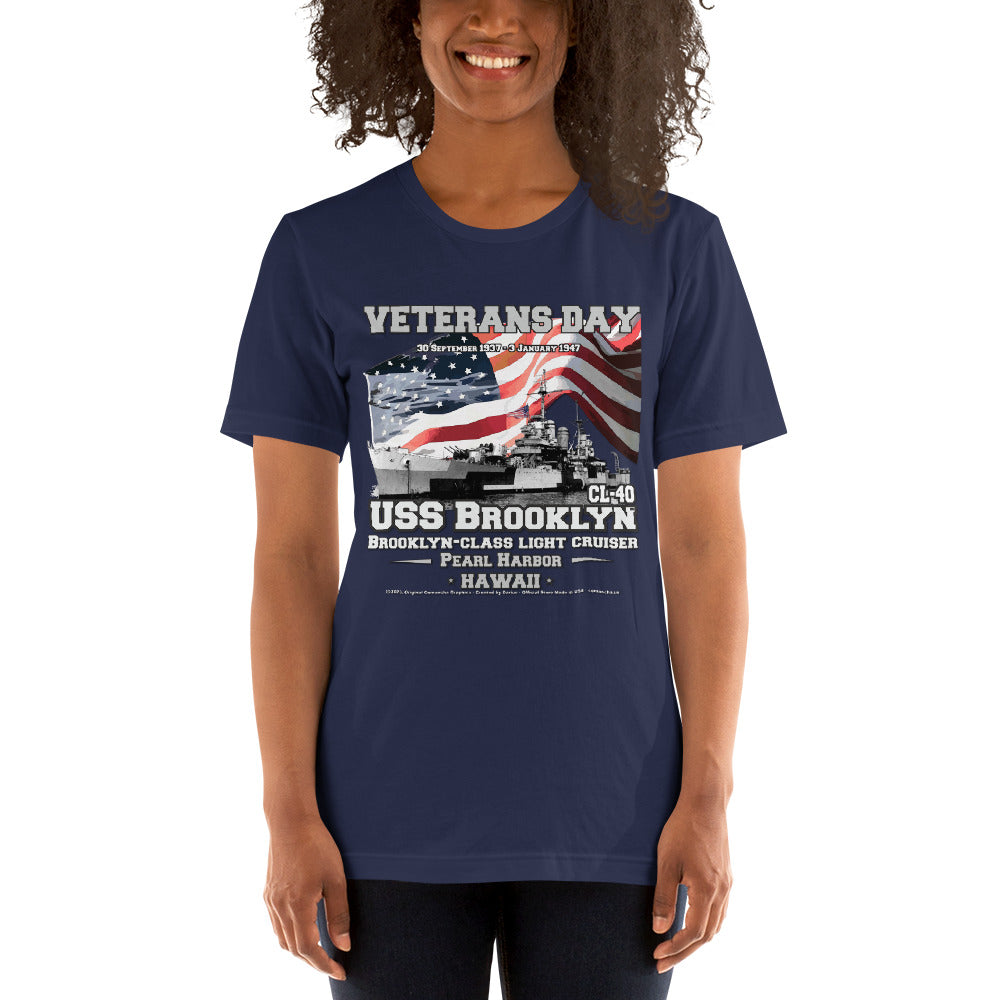 USS BROOKLYN t-shirt,USS BROOKLYN CL-40 t-shirt, Light Cruiser Veterans Unisex t-shirt, Navy Veterans T-shirts,