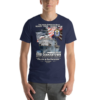 USS GERMANTOWN tee, US Navy Dock Landing Ship T-shirt, Comancha Navy Ship T-shirt, USS GERMANTOWN veterans tee, USS veterans tee, comancha graphics tee,