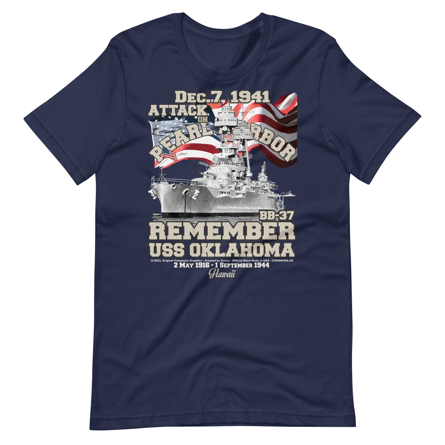 USS OKLAHOMA BB-37 t-shirt, Pearl harbor t-shirt,remember pearl harbor tee,US Navy Battleship T-shirt, USS OKLAHOMA T-shirt,comancha,comancha graphics,tees,