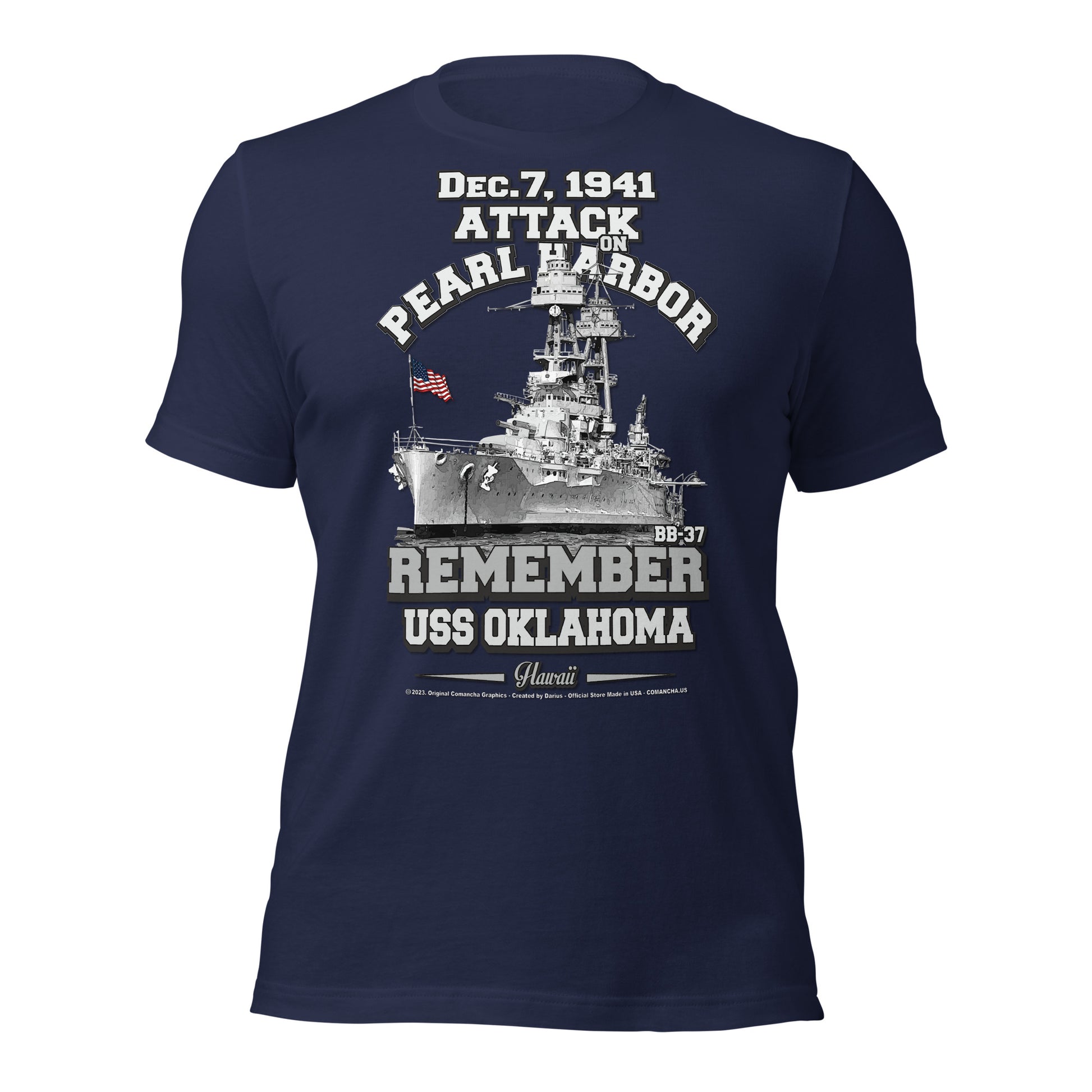 USS OKLAHOMA BB-37 t-shirt, Pearl harbor t-shirt,remember pearl harbor tee,US Navy Battleship T-shirt, USS OKLAHOMA T-shirt,comancha,comancha graphics,tees,