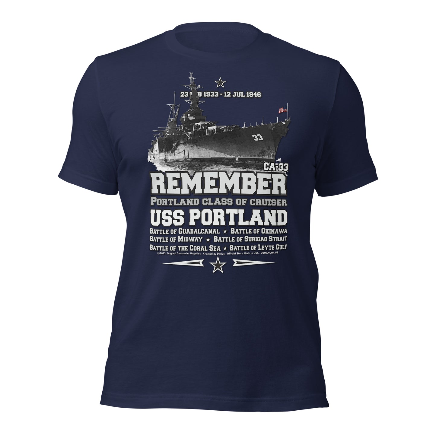 USS PORTLAND t-shirt, US Navy veterans T-shirt, US Navy Cruiser T-shirt, USS PORTLAND CA-33 T-shirt, Comancha,Tees,Midway veterans tee,