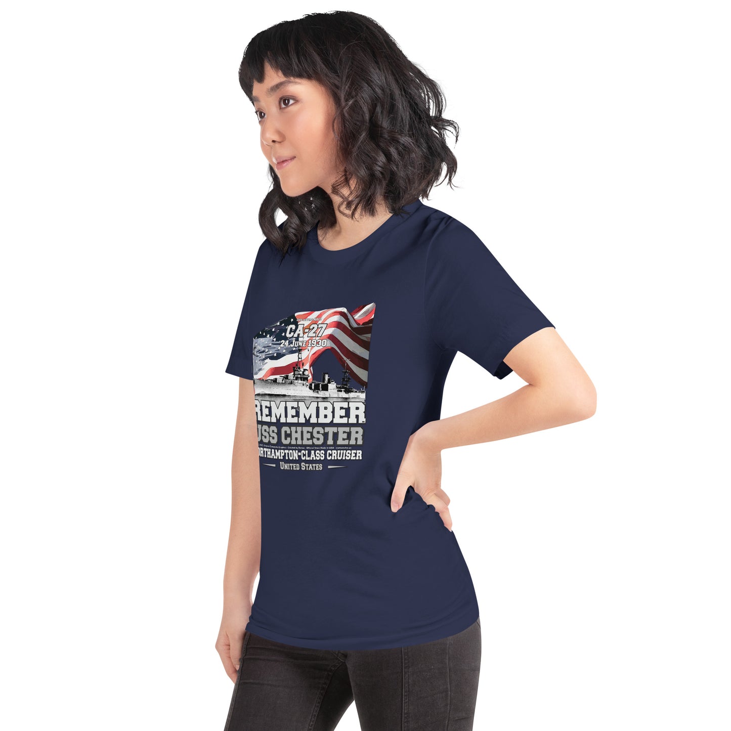 USS CHESTER tee,USS CHESTER CA-27 tee, US Cruiser Veterans T-shirts, Comancha Navy T-shirts,