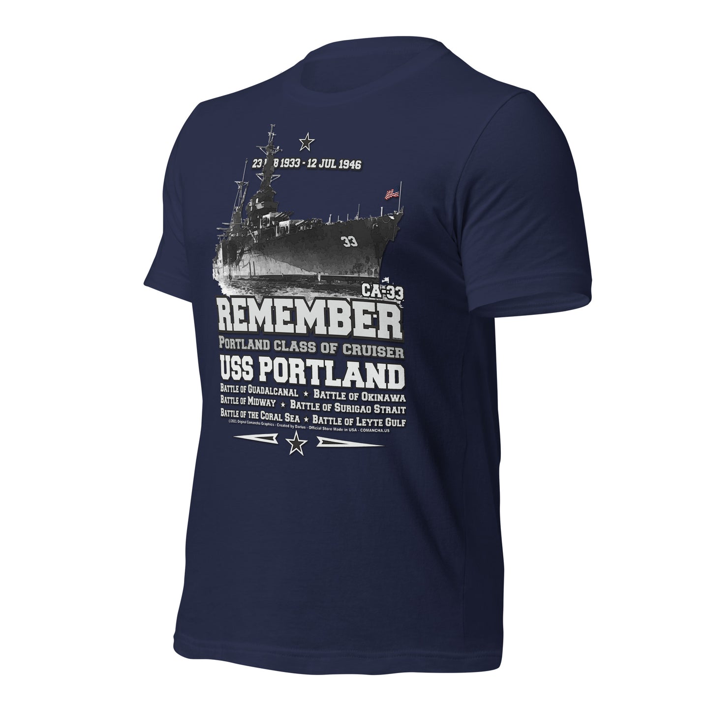 USS PORTLAND t-shirt, US Navy veterans T-shirt, US Navy Cruiser T-shirt, USS PORTLAND CA-33 T-shirt, Comancha,Tees,Midway veterans tee,