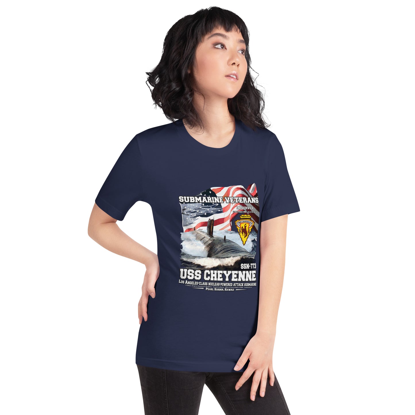 USS CHEYENNE tee,USS CHEYENNE SSN-773 tee, US Submarine Veterans T-shirts, Comancha Submarine T-shirt,