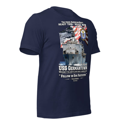 USS GERMANTOWN tee, US Navy Dock Landing Ship T-shirt, Comancha Navy Ship T-shirt, USS GERMANTOWN veterans tee, USS veterans tee, comancha graphics tee,