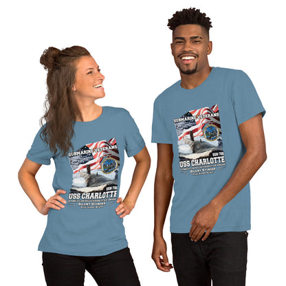 USS CHARLOTTE tee,USS CHARLOTTE SSN-766 tee, US Submarine Veterans T-shirts, Comancha T-shirts,