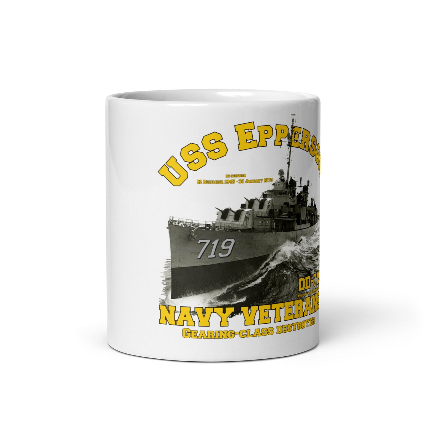 USS Epperson DD 719 Destroyer - White glossy mug