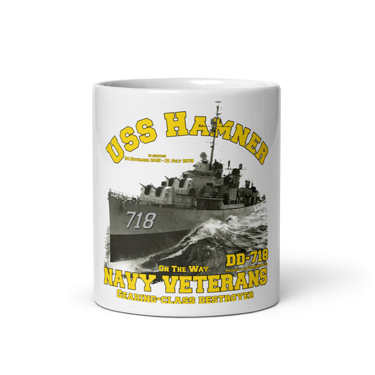 USS HAMNER DD-718 White glossy mug