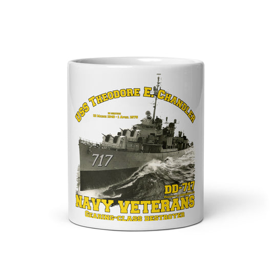 USS Theodore Chandler DD 717 destroyer  White glossy mug