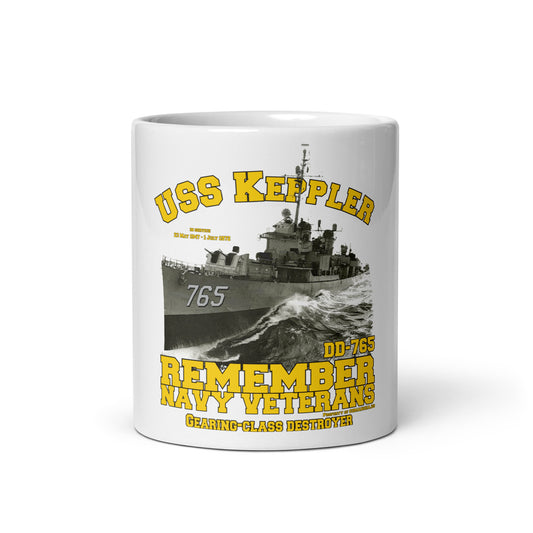 USS Keppler DD-765 Destroyer Veterans White glossy mug