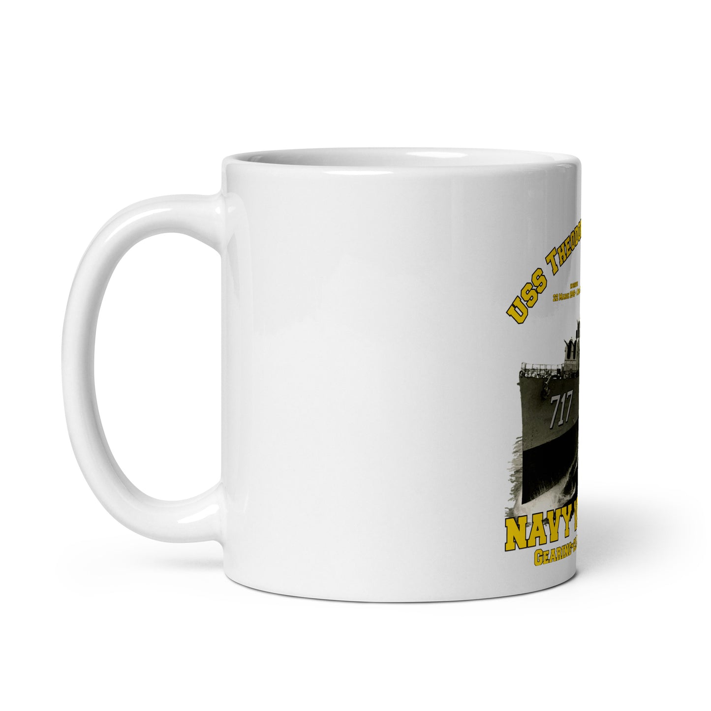 USS Theodore Chandler DD 717 destroyer  White glossy mug