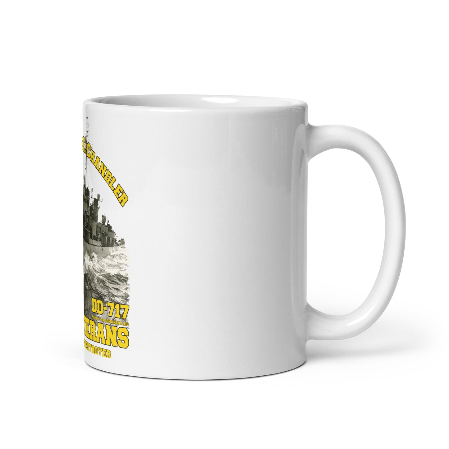 USS Theodore Chandler DD 717 destroyer  White glossy mug