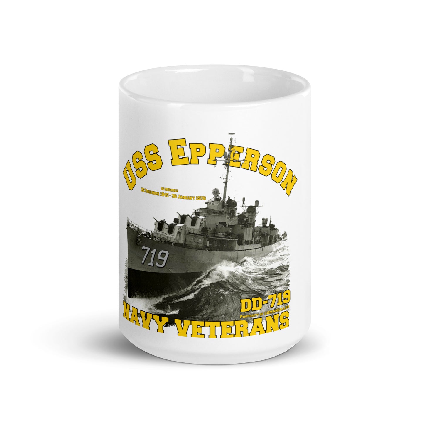 USS Epperson DD 719 Destroyer - White glossy mug