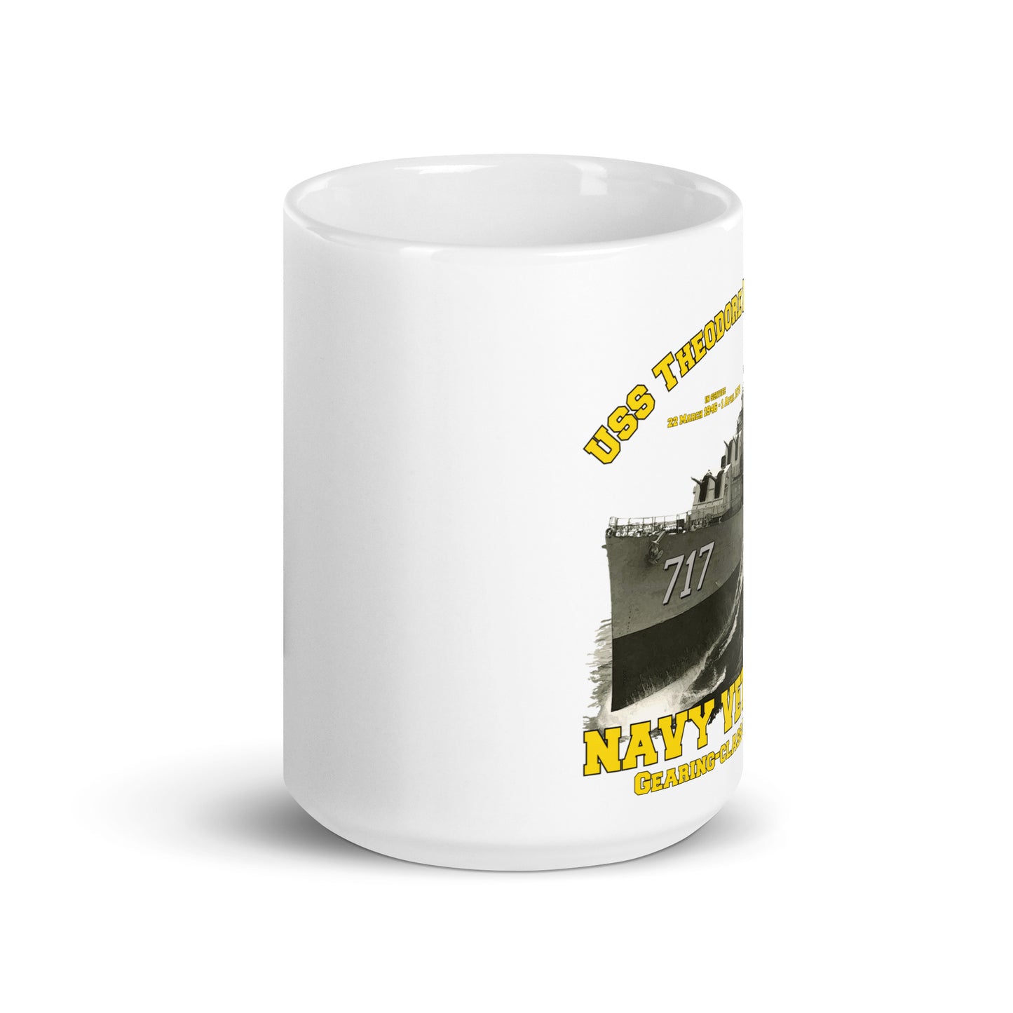 USS Theodore Chandler DD 717 destroyer  White glossy mug