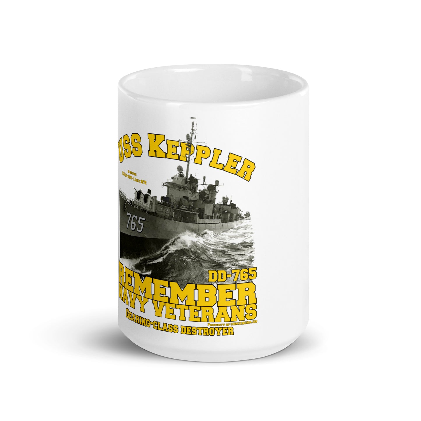 USS Keppler DD-765 Destroyer Veterans White glossy mug