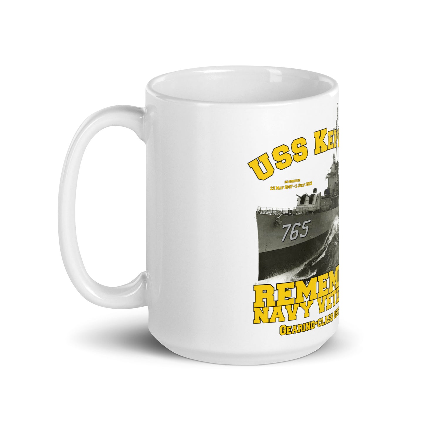 USS Keppler DD-765 Destroyer Veterans White glossy mug