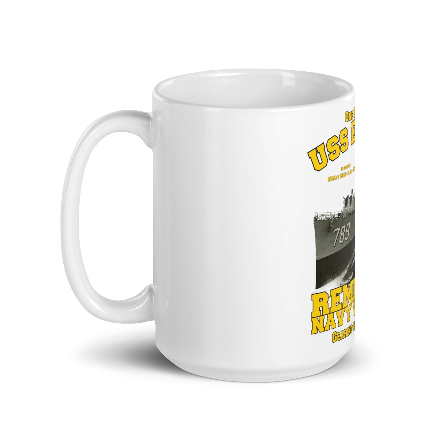 USS Eversole DD-789 Destroyer White glossy mug