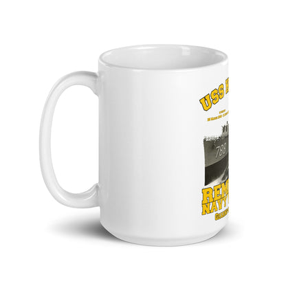 USS Hollister DD-788 Destroyer White glossy mug