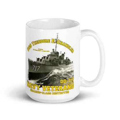 USS Theodore Chandler DD 717 destroyer  White glossy mug