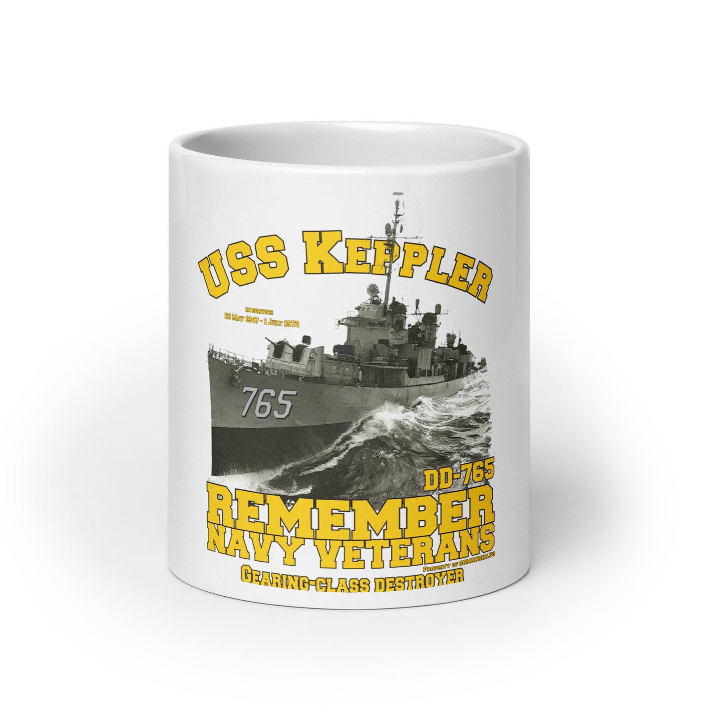 USS Keppler DD-765 Destroyer Veterans White glossy mug