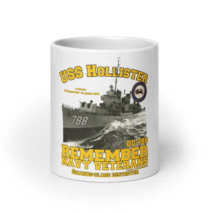 USS Hollister DD-788 Destroyer White glossy mug