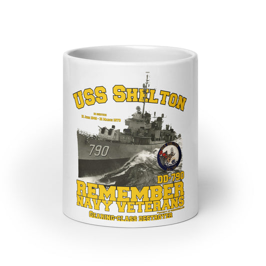 USS Shelton DD-790 Destroyer White glossy mug