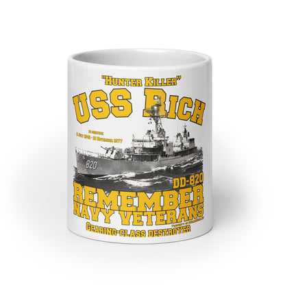 USS Rich DD-820 Destroyer White glossy mug